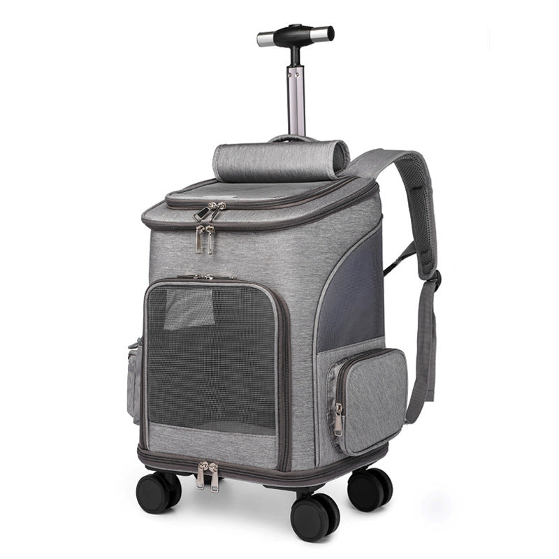 Portable Folding Pet Backpack with Universal Wheels