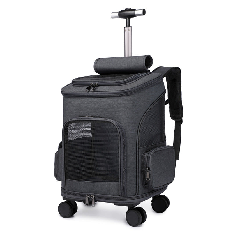 Portable Folding Pet Backpack with Universal Wheels